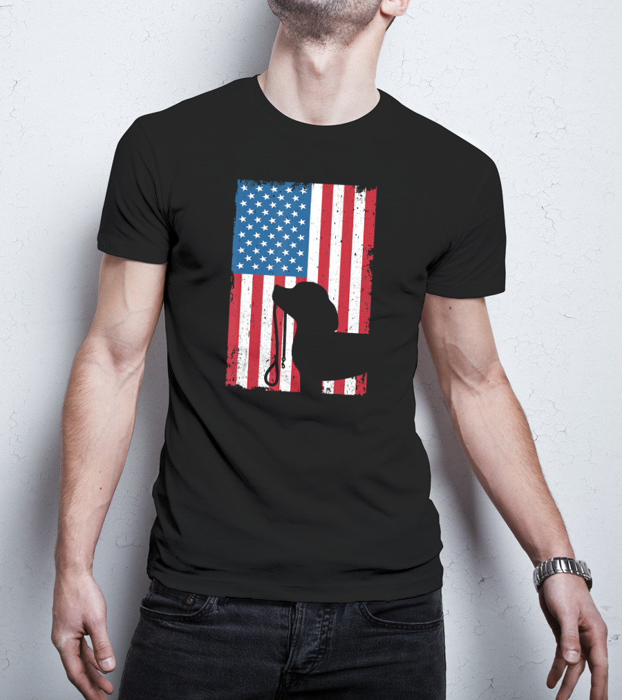 Beagle Silhouette American Flag Patriotic T-Shirt