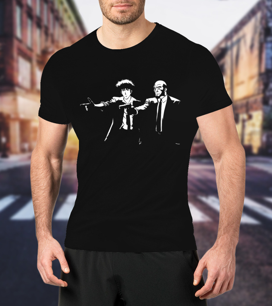 Cowboy Bebop Pulp Fiction Crossover Duo In Suits With Guns T-Shirt
