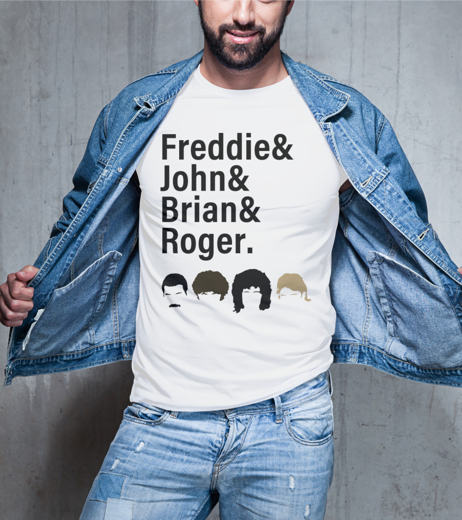 Freddie John Brian Roger Hair Silhouettes Queen Band Members T-Shirt