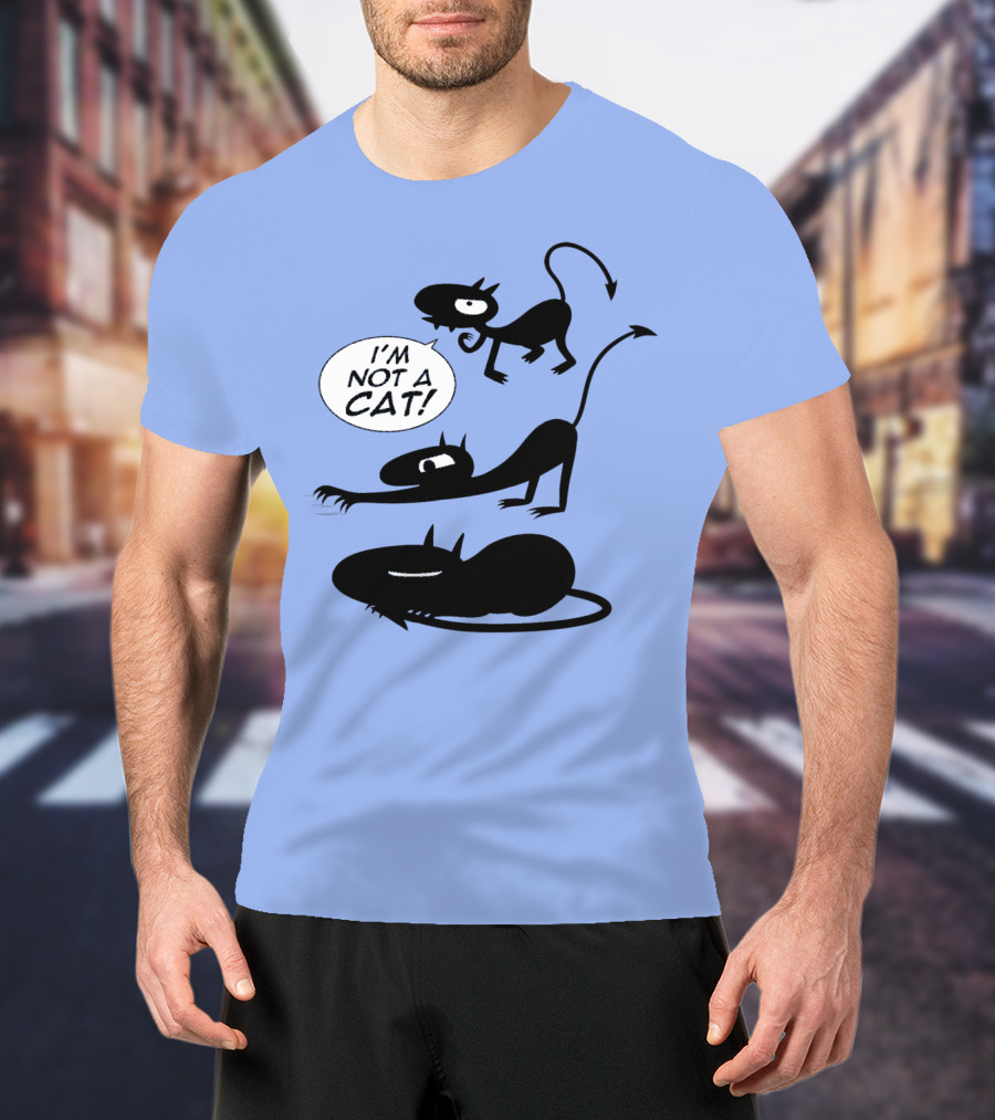 I'm Not A Cat Black Cartoon Creatures With Tails And Horns T-Shirt