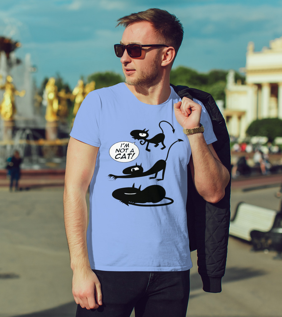 I'm Not A Cat Black Cartoon Creatures With Tails And Horns T-Shirt