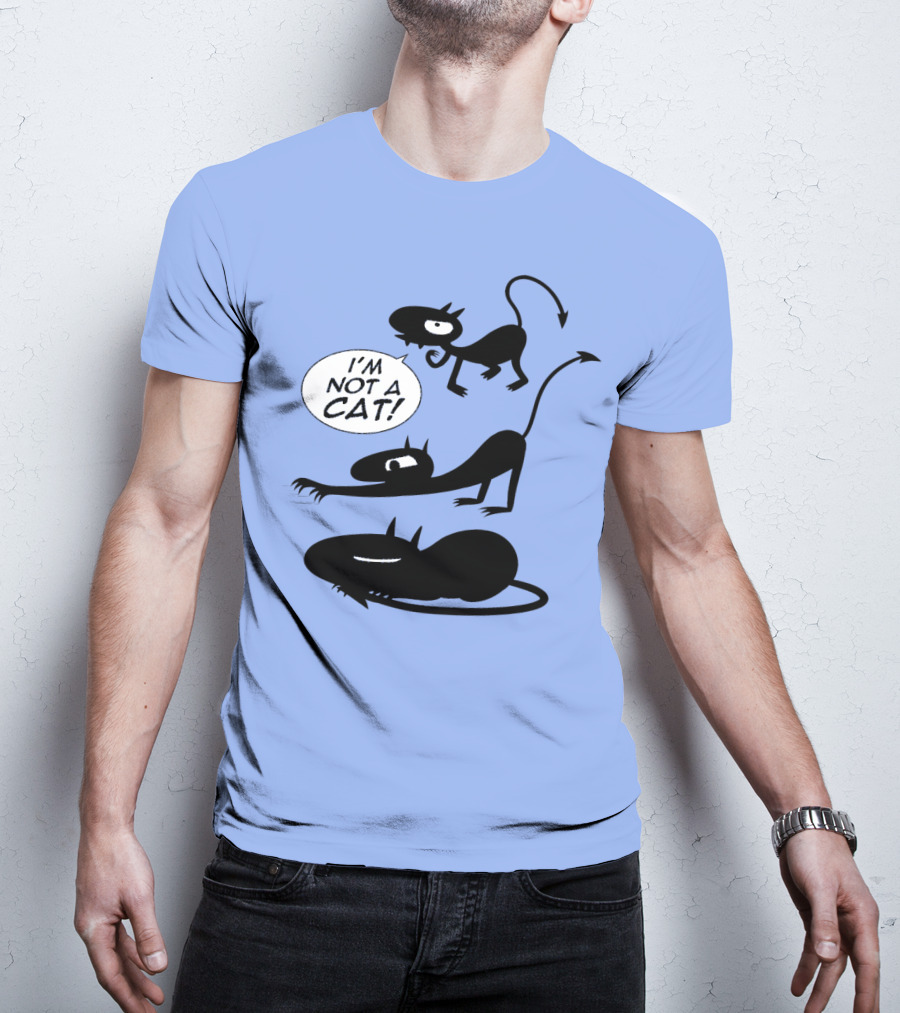 I'm Not A Cat Black Cartoon Creatures With Tails And Horns T-Shirt