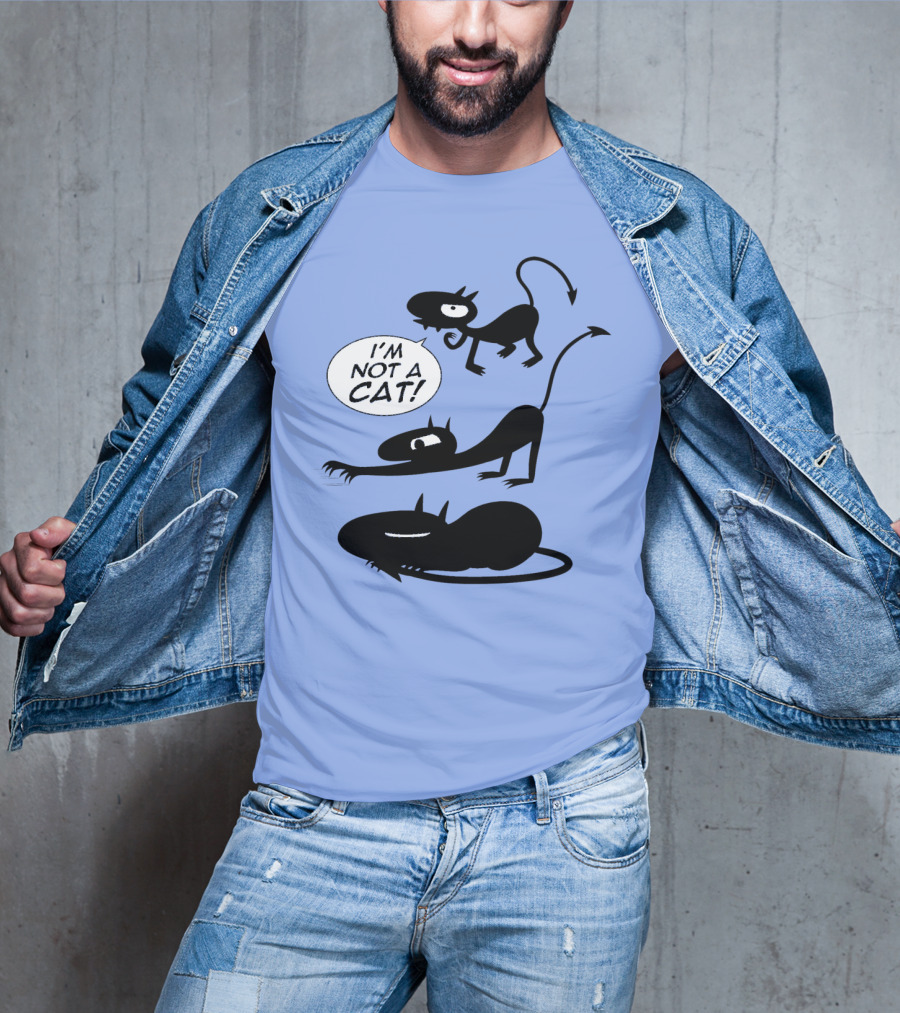 I'm Not A Cat Black Cartoon Creatures With Tails And Horns T-Shirt