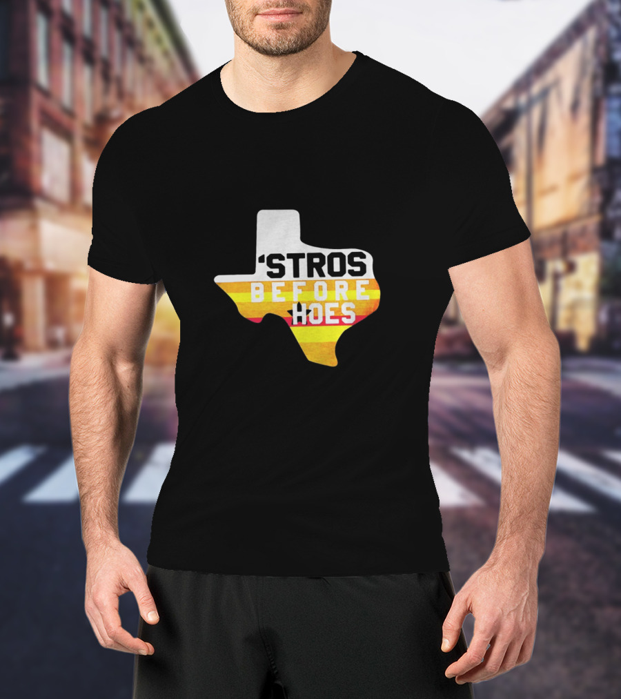 'Stros Before Hoes Texas Shape Retro Houston T-Shirt
