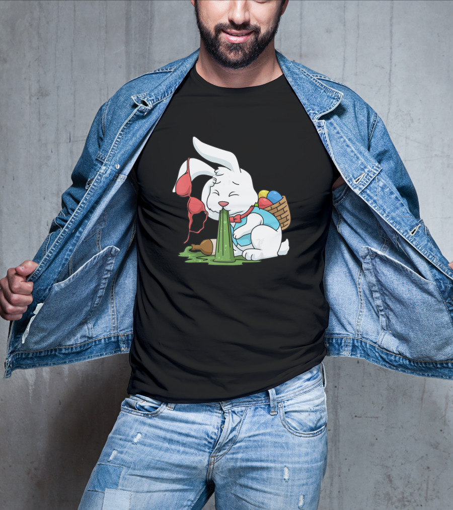 Funny Easter Bunny Egg Hunt Hangover With Bra And Eggs T-Shirt