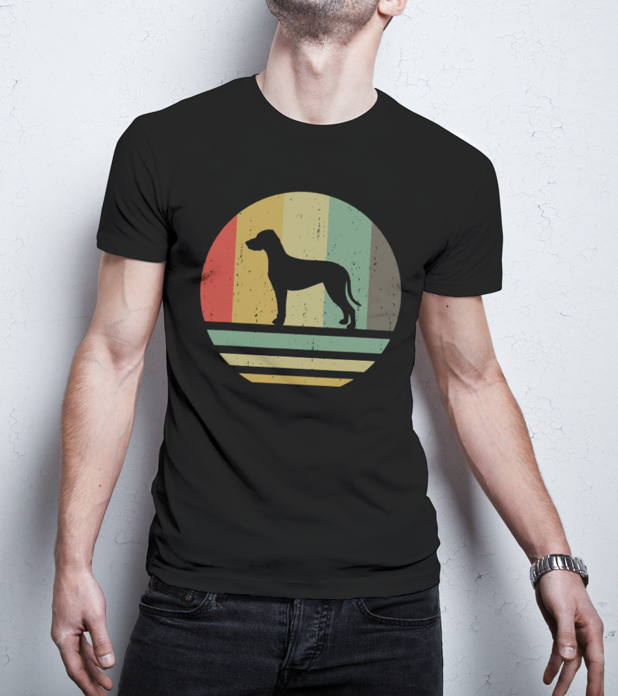 Vintage Retro Catahoula Leopard Dog Silhouette Stripes T-Shirt
