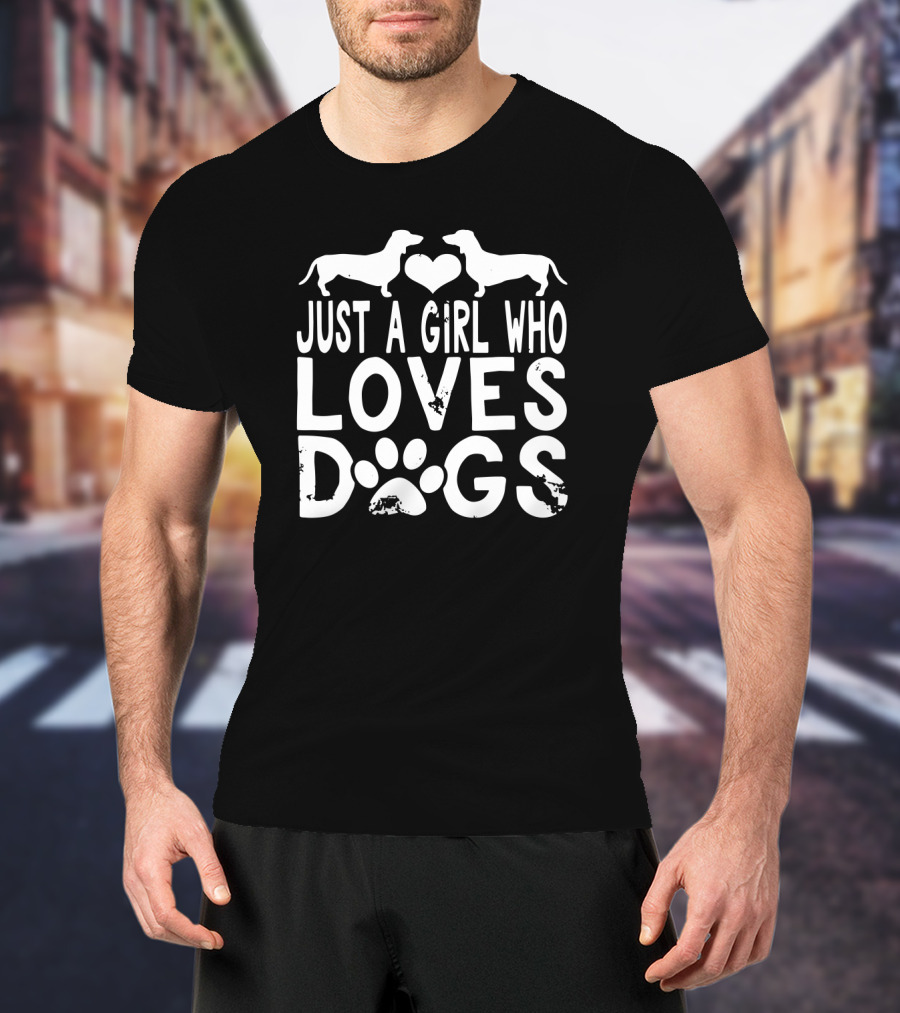 Just A Girl Who Loves Dogs Dachshund Heart Paw T-Shirt