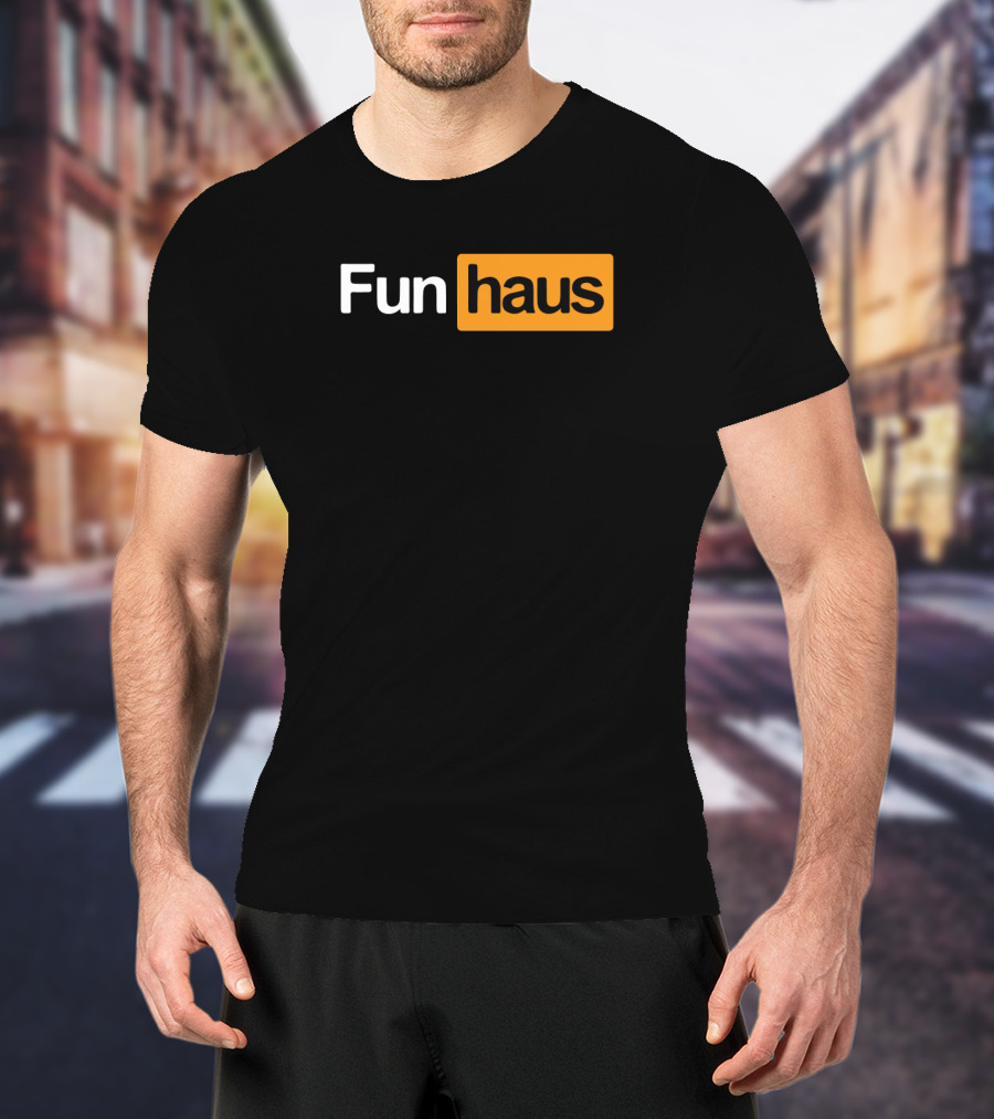 Funhaus White And Orange Text T-Shirt