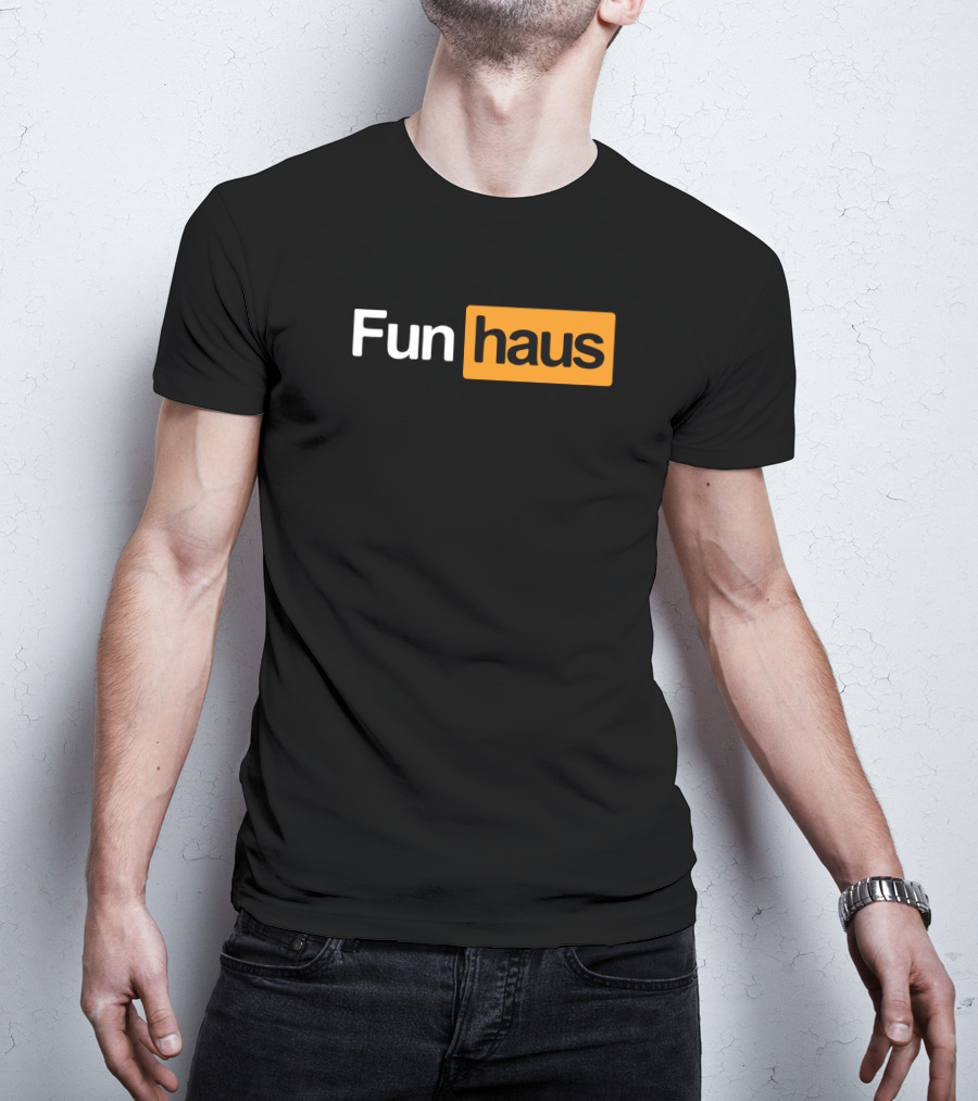 Funhaus White And Orange Text T-Shirt