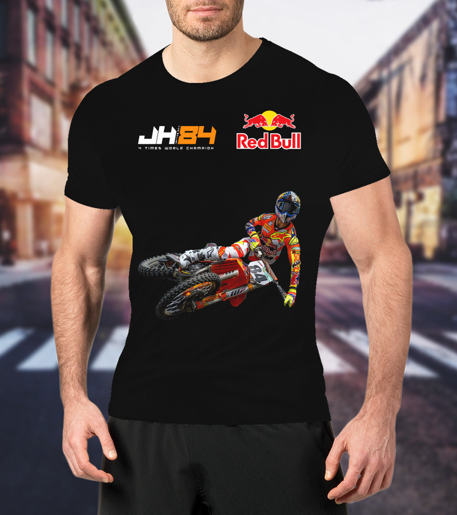 JH84 4 Times World Champion Red Bull Motocross Racer T-Shirt