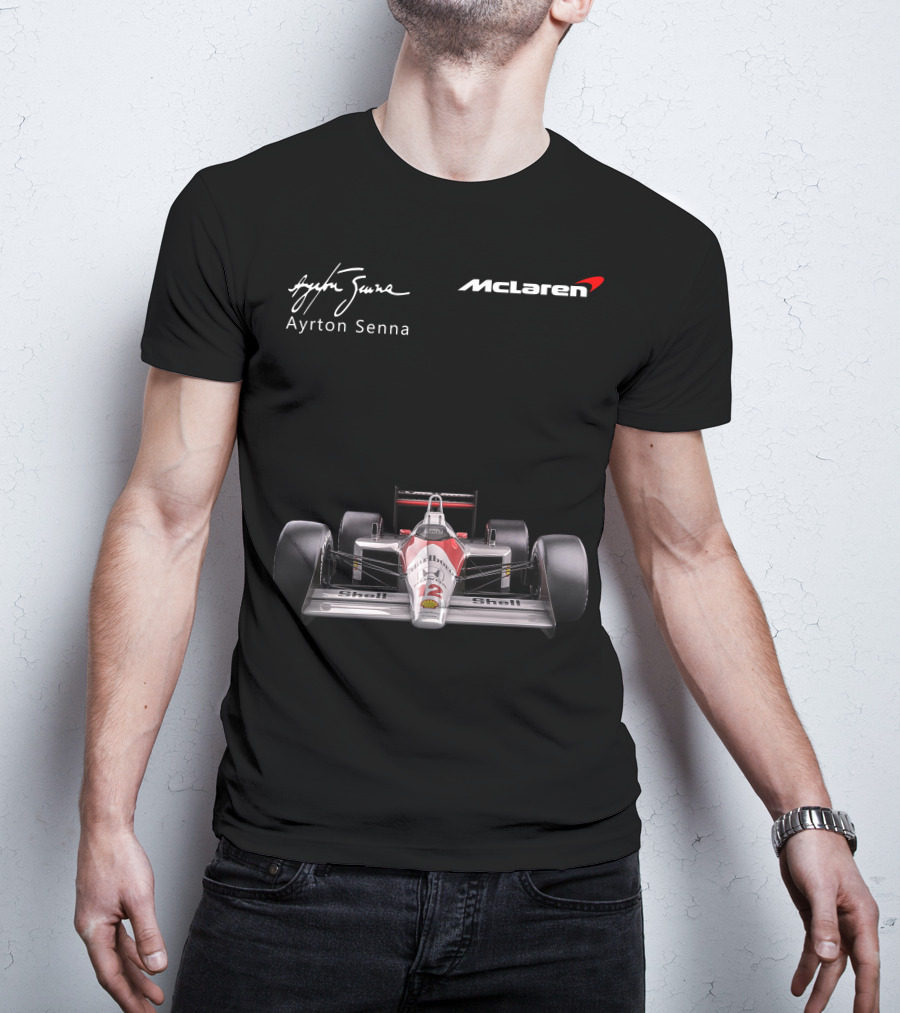 Ayrton Senna McLaren MP4/4 F1 Shell Racing Car T-Shirt