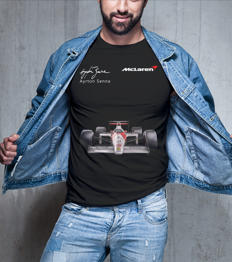 Ayrton Senna McLaren MP4/4 F1 Shell Racing Car T-Shirt