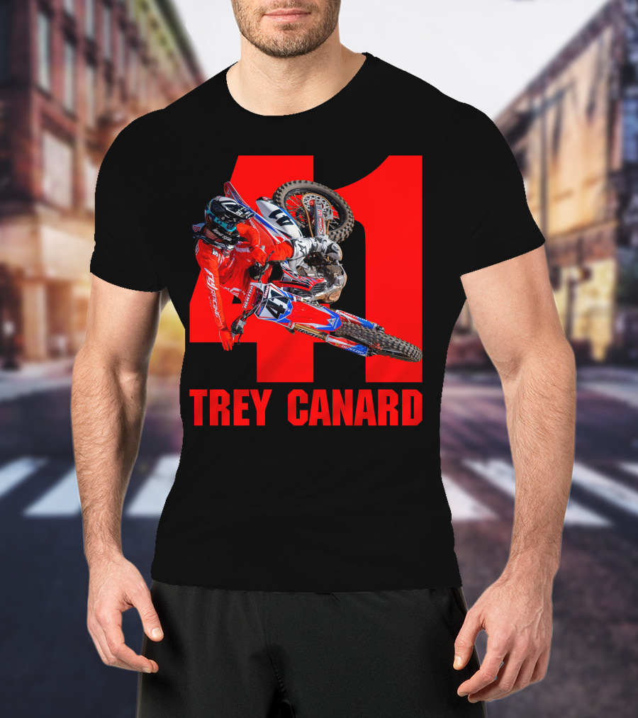 Trey Canard 41 Red Motocross Racer Action T-Shirt