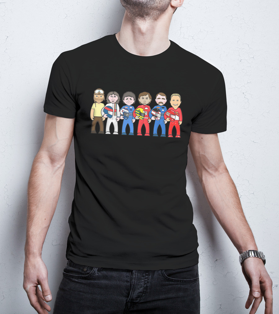 Ayrton Senna With Legendary F1 Drivers In Iconic Racing Suits T-Shirt