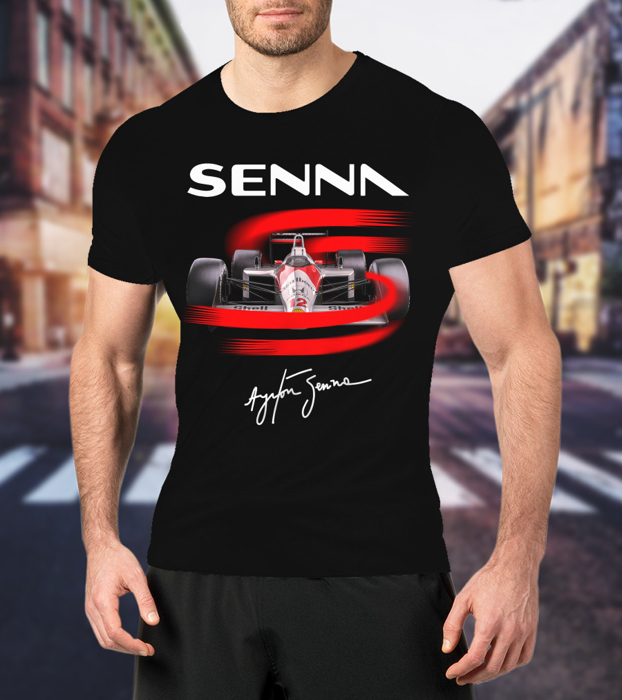Senna Ayrton Senna McLaren F1 MP4/4 Car Racing Signature T-Shirt