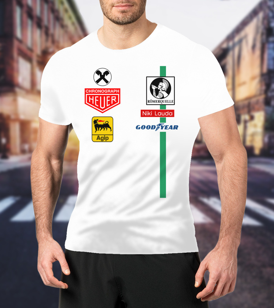 Heuer Chronograph Agip Römerquelle Niki Lauda Goodyear T-Shirt