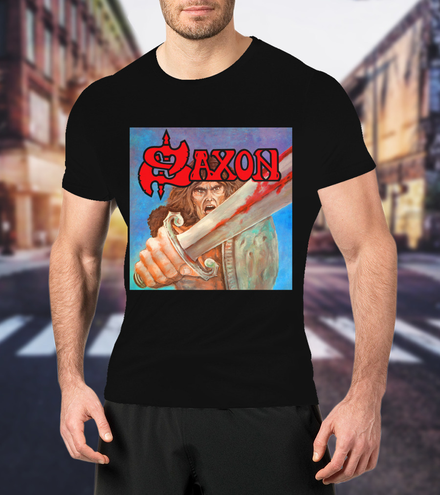 SAXON Crusader Warrior With Bloodied Sword T-Shirt