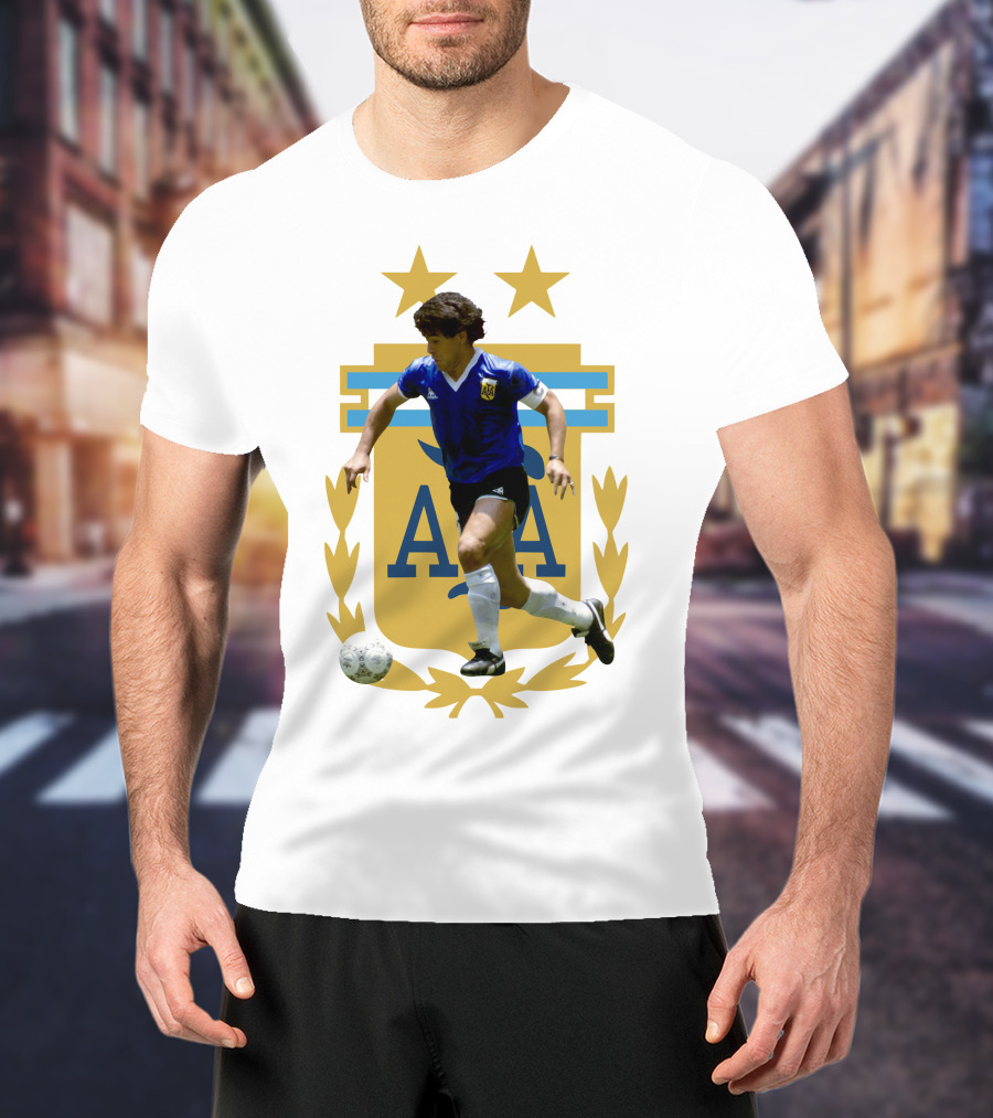 Maradona Argentina AFA Football Legend Blue Jersey T-Shirt