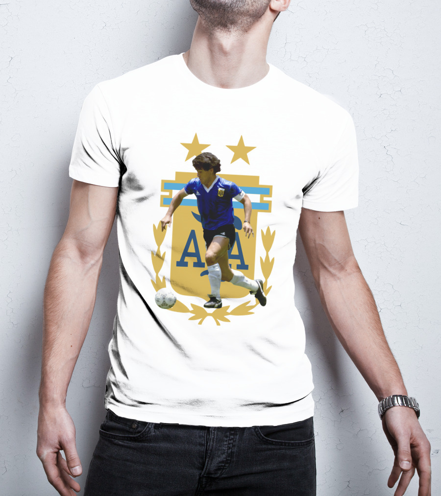 Maradona Argentina AFA Football Legend Blue Jersey T-Shirt