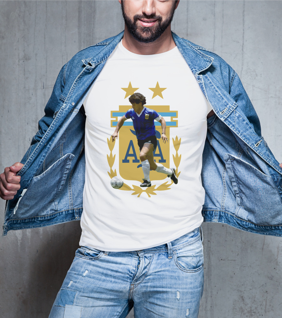 Maradona Argentina AFA Football Legend Blue Jersey T-Shirt