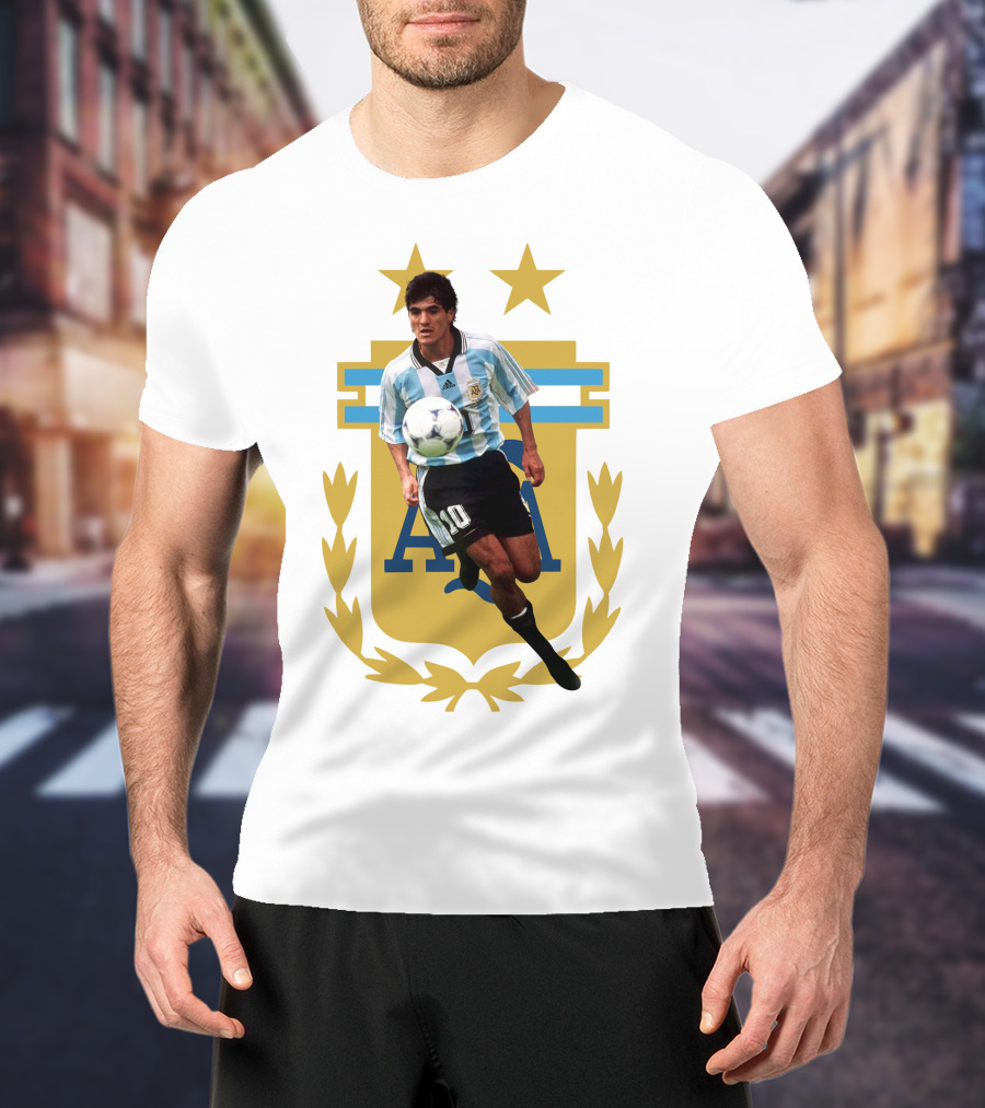 Argentinian Soccer Legend Number 10 Ortega AFA Emblem T-Shirt