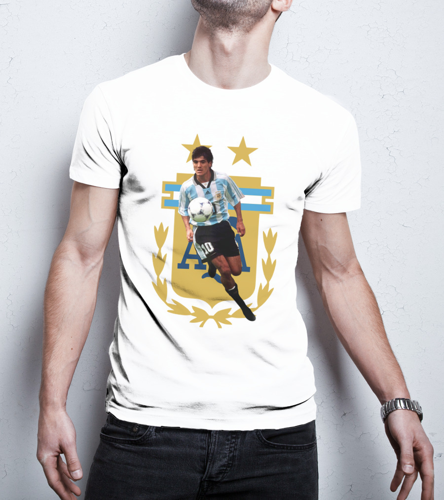 Argentinian Soccer Legend Number 10 Ortega AFA Emblem T-Shirt