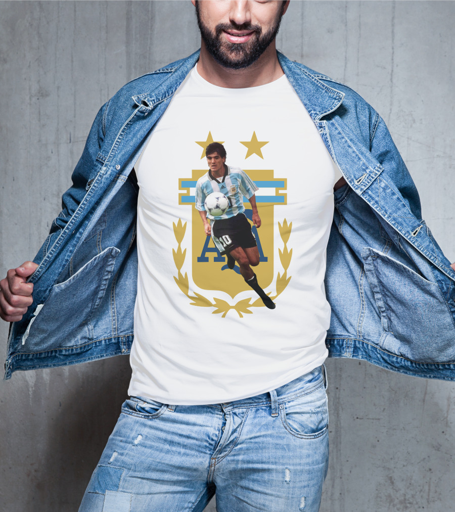 Argentinian Soccer Legend Number 10 Ortega AFA Emblem T-Shirt