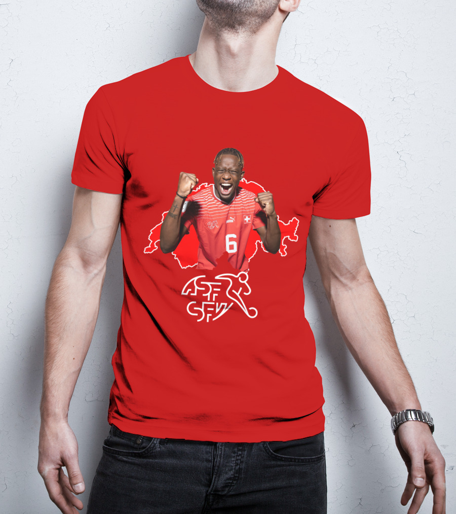 Denis Zakaria Switzerland National Team Football Jersey Map Background T-Shirt