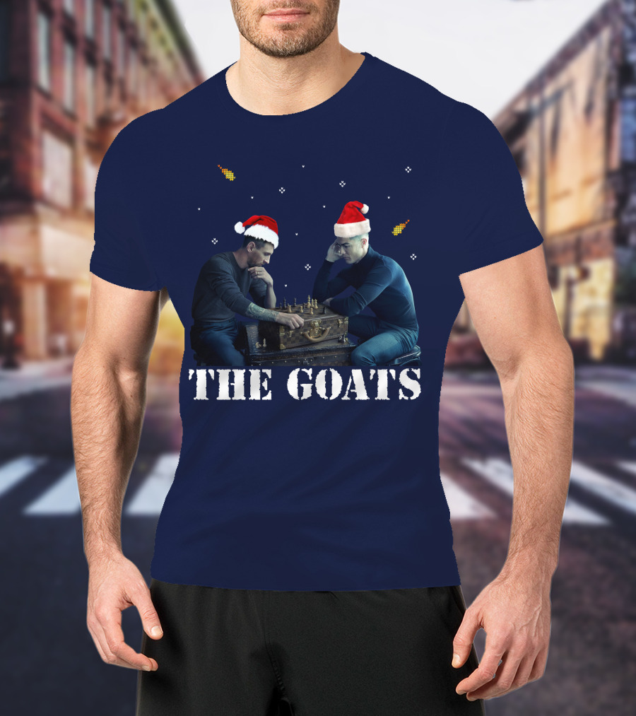 The Goat Xmas Chess Match With Santa Hats T-Shirt