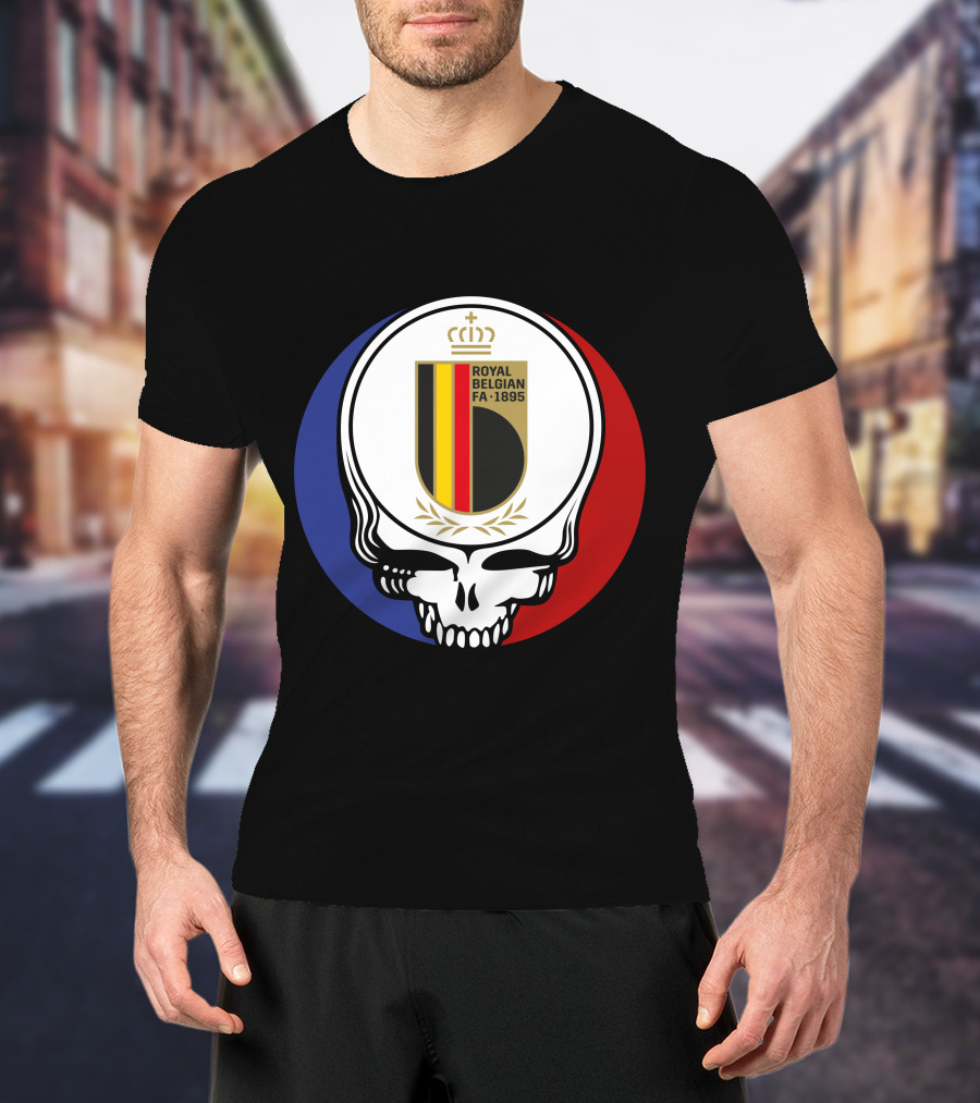 Belgian Red Devils Grateful Dead Royal Belgian FA 1895 Skull Emblem T-Shirt