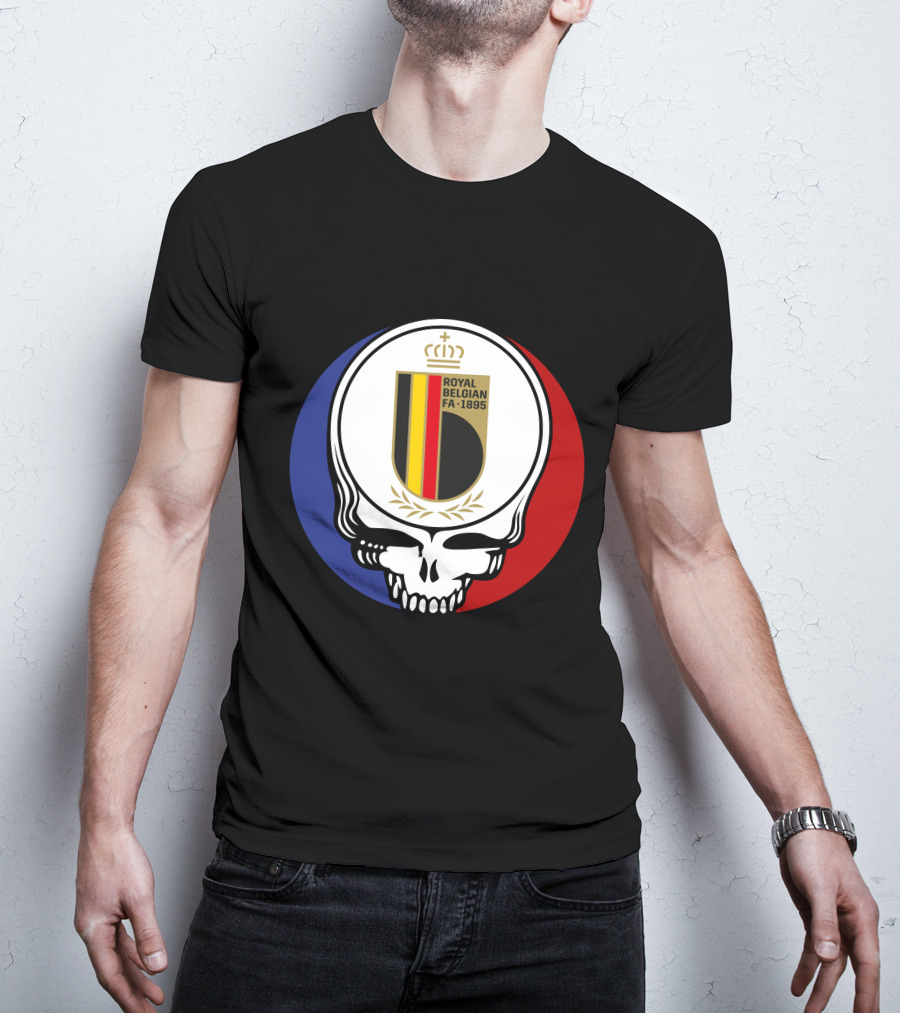 Belgian Red Devils Grateful Dead Royal Belgian FA 1895 Skull Emblem T-Shirt