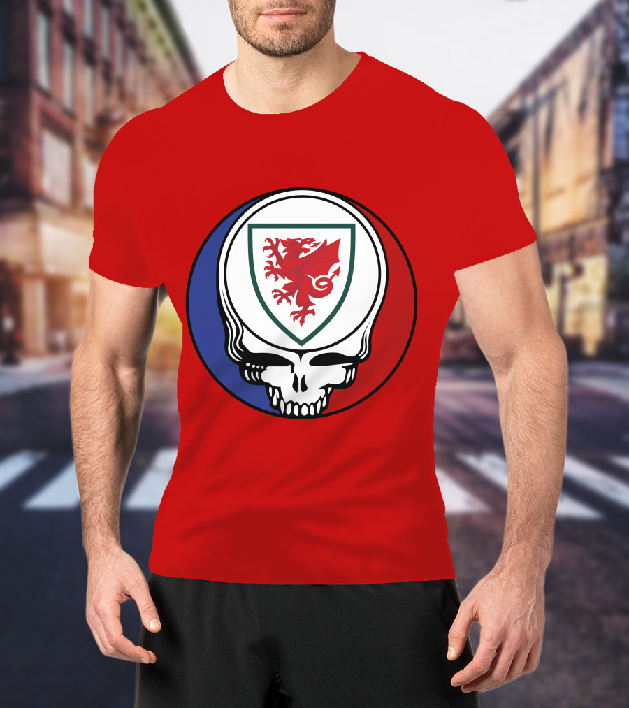Wales National Football Team Grateful Dead Skull Emblem T-Shirt