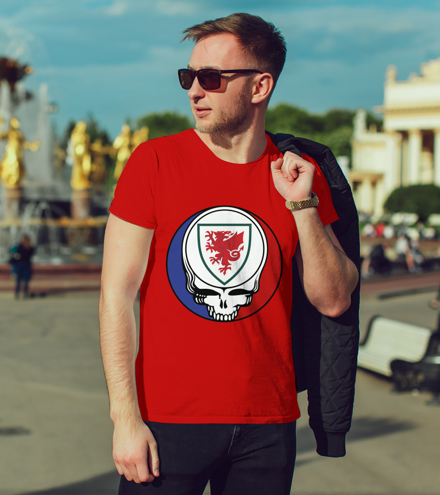 Wales National Football Team Grateful Dead Skull Emblem T-Shirt