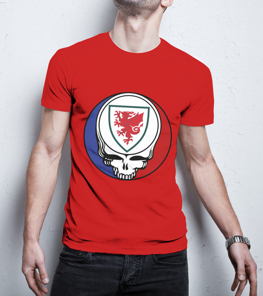 Wales National Football Team Grateful Dead Skull Emblem T-Shirt