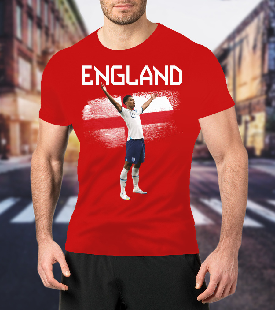 Jude Bellingham England Football Celebration With Red Cross T-Shirt