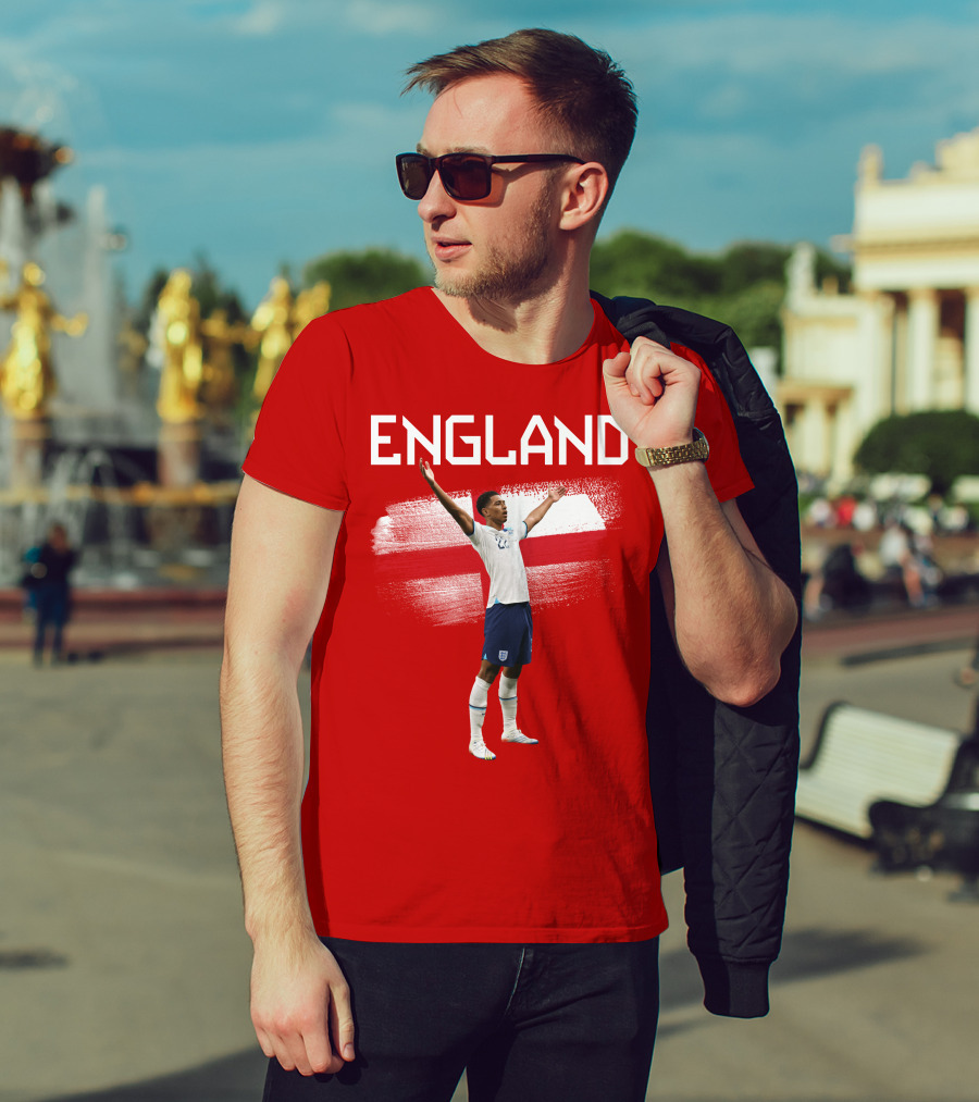 Jude Bellingham England Football Celebration With Red Cross T-Shirt