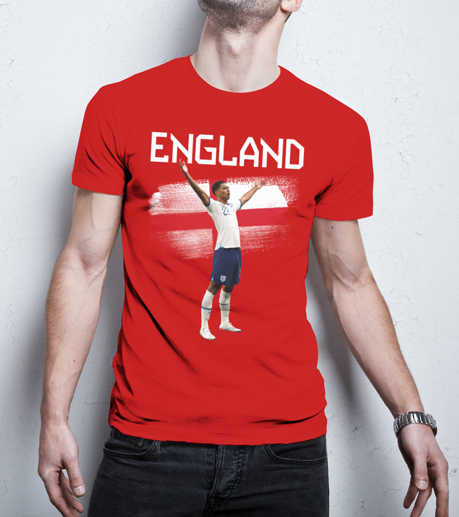 Jude Bellingham England Football Celebration With Red Cross T-Shirt
