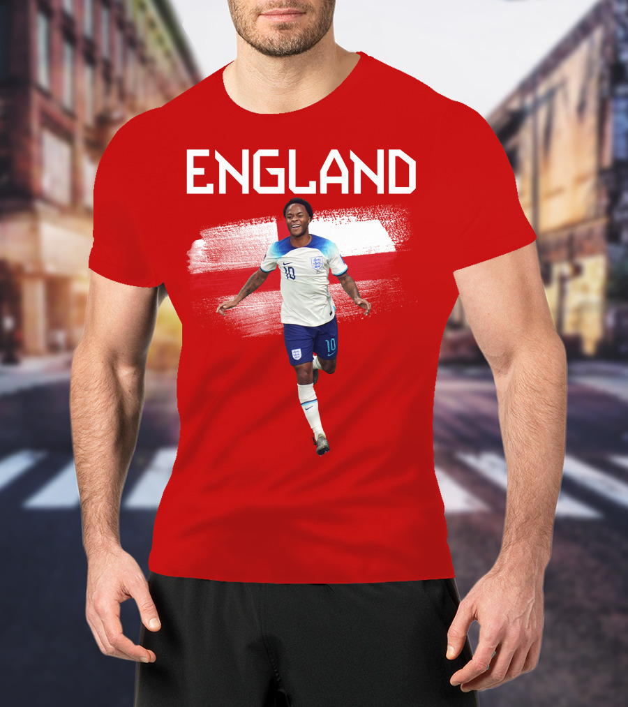 Raheem Sterling England Football 10 Euro Kit Cross Background T-Shirt