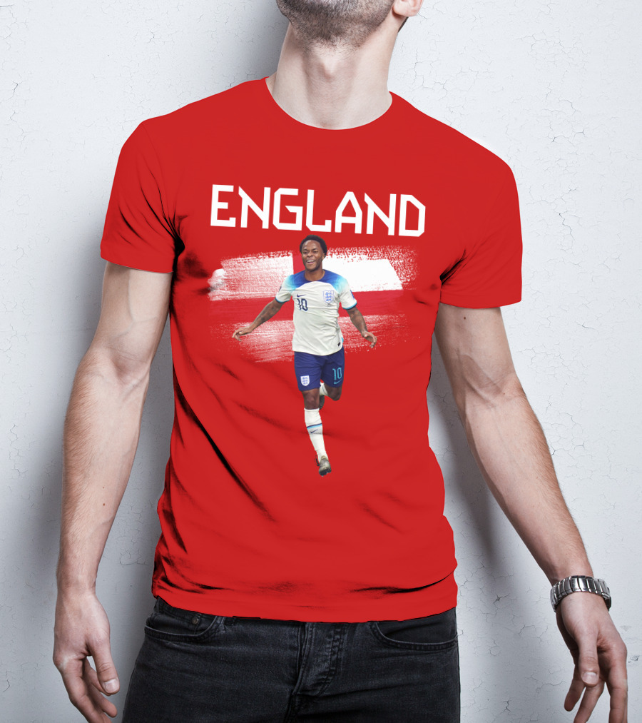 Raheem Sterling England Football 10 Euro Kit Cross Background T-Shirt