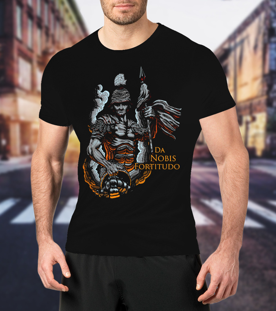 Roman Warrior With DA NOBIS FORTITUDO Banner T-Shirt