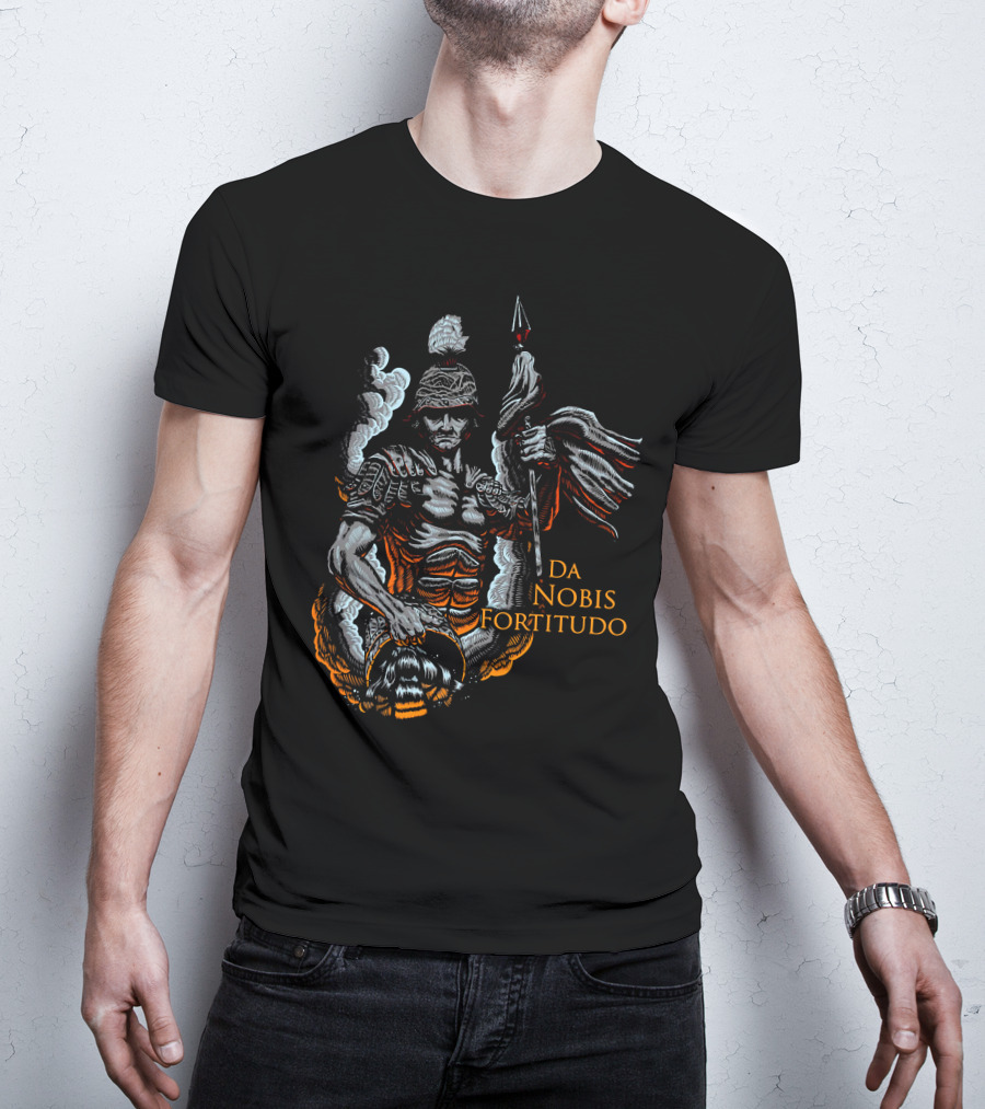 Roman Warrior With DA NOBIS FORTITUDO Banner T-Shirt
