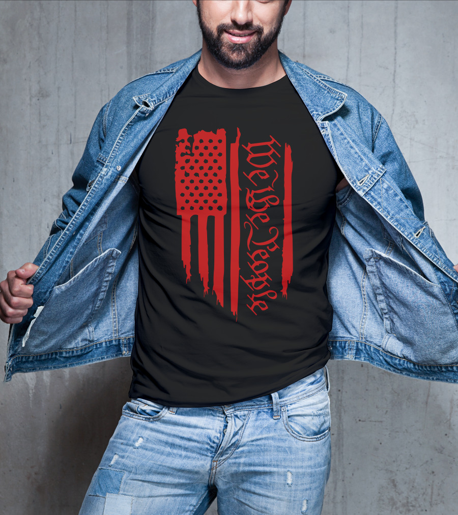 We The People Distressed Red American Flag Gothic T-Shirt