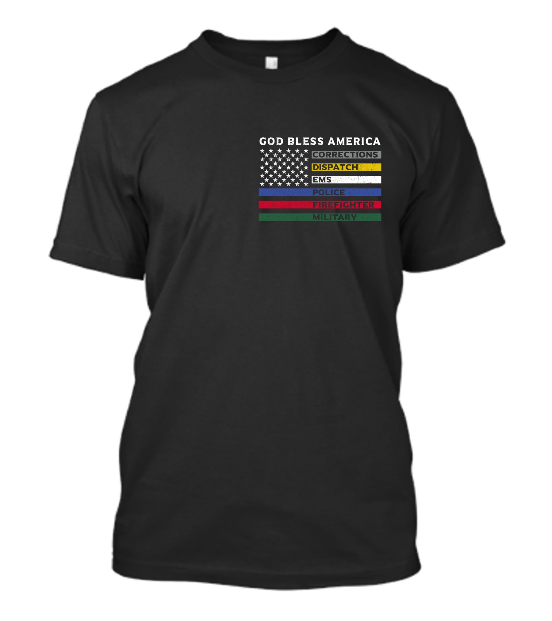 Corrections Dispatch Police Firefighter Military Honor And Respect T-Shirt