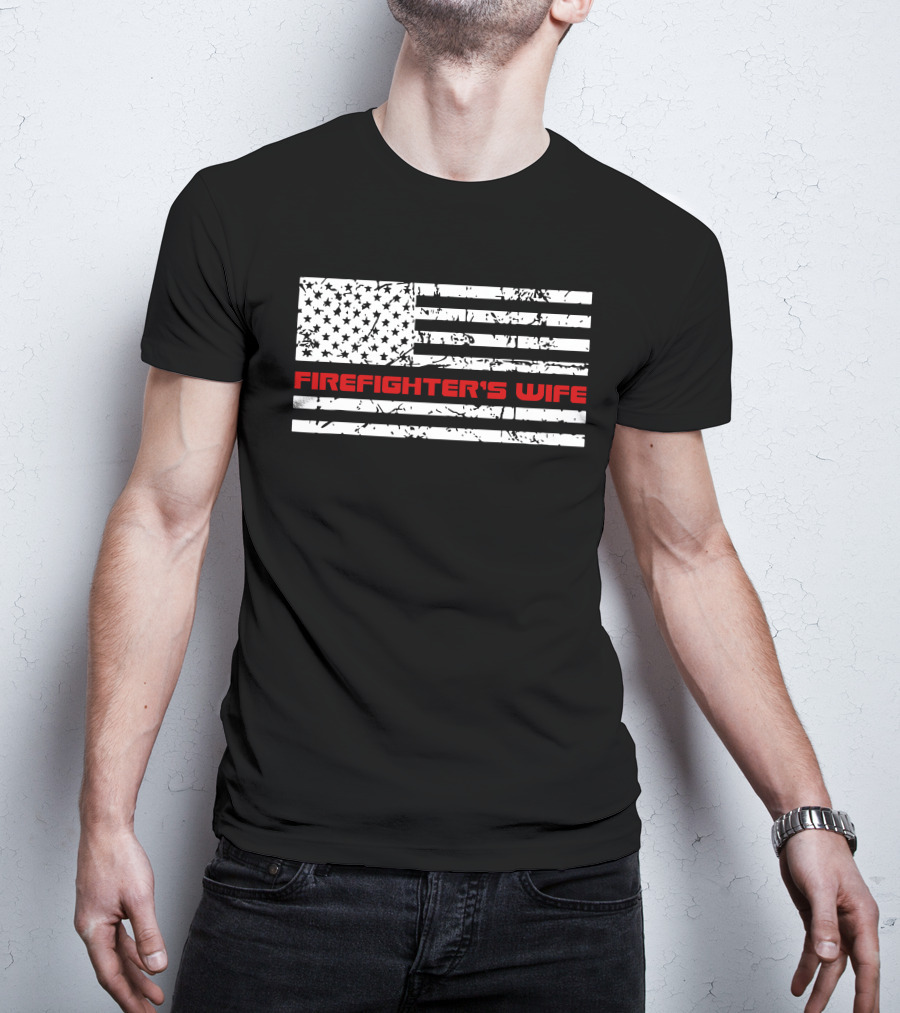 FIREFIGHTER'S WIFE Red Text T-Shirt