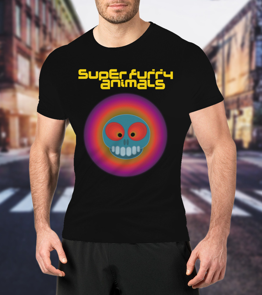 Super Furry Animals Rings Around The World Album Icon With Psychedelic Skull T-Shirt