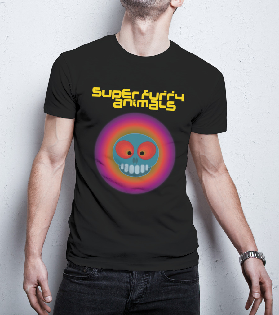 Super Furry Animals Rings Around The World Album Icon With Psychedelic Skull T-Shirt
