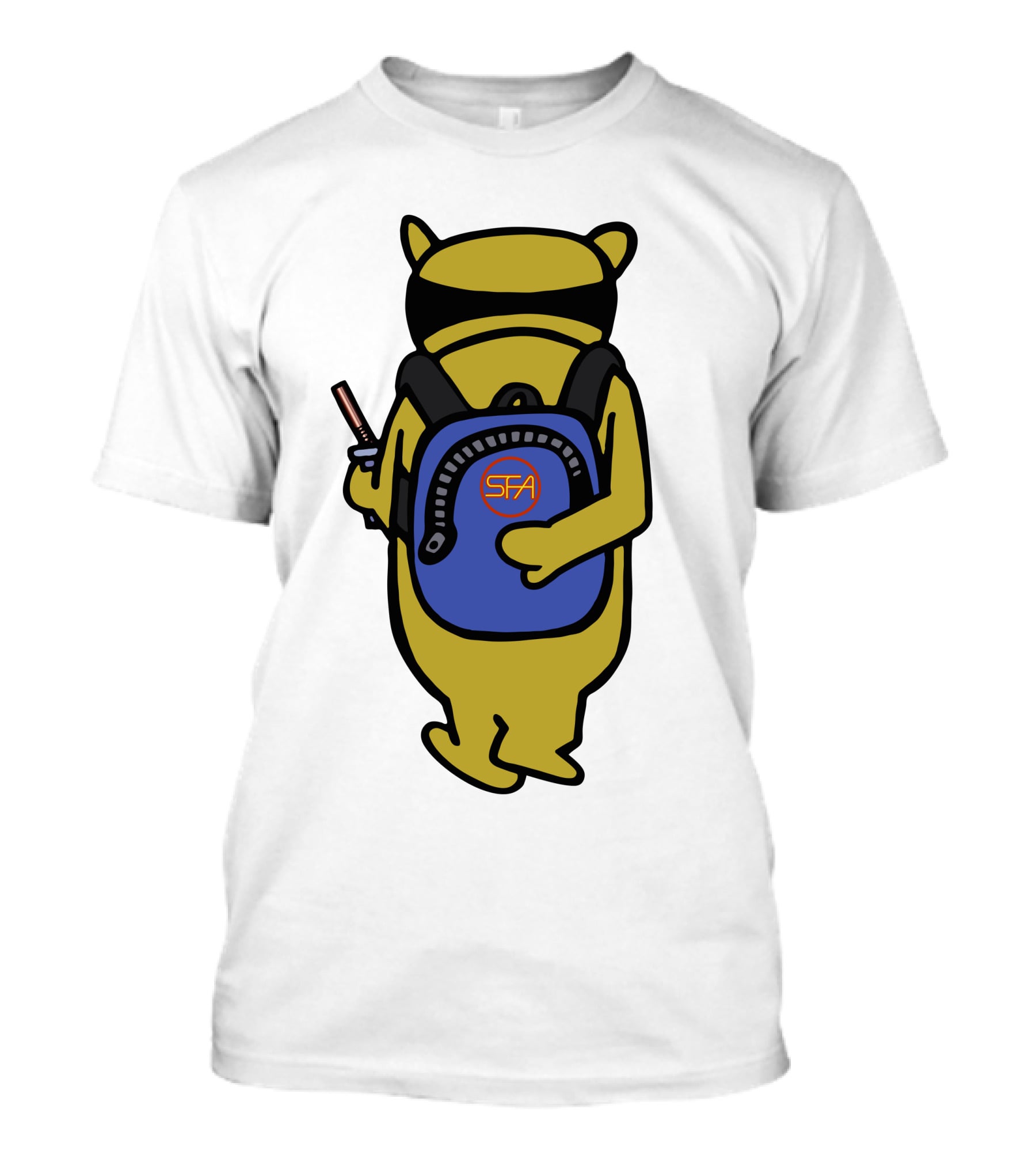 SFA Radiator Backpack Bear With Blue And Orange T-Shirt