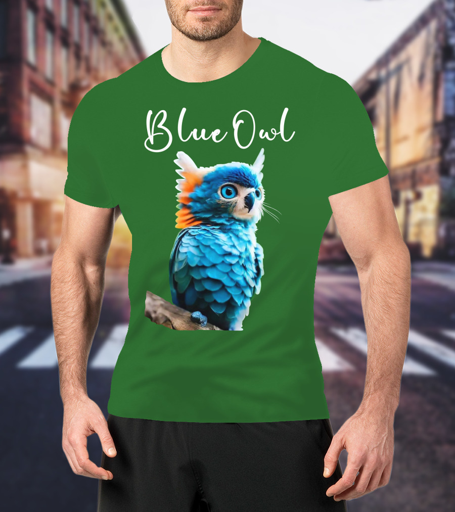Beautiful Blue Owl Fantasy Creature T-Shirt