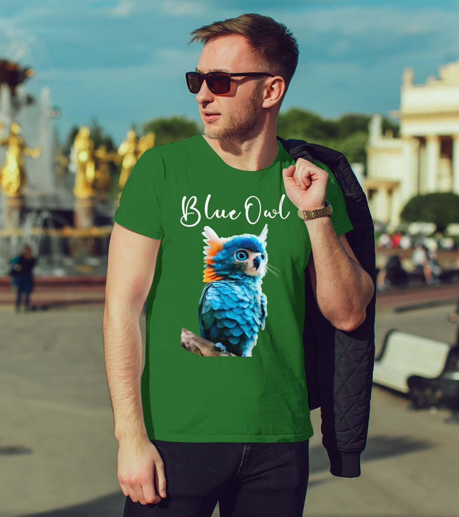 Beautiful Blue Owl Fantasy Creature T-Shirt
