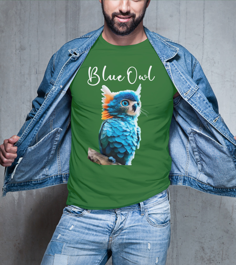 Beautiful Blue Owl Fantasy Creature T-Shirt